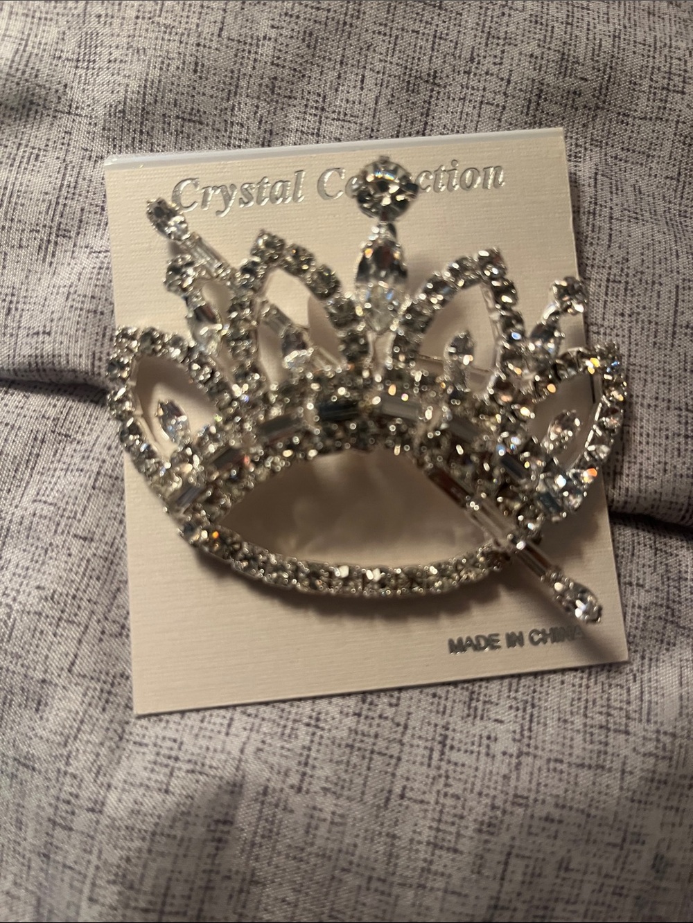 Silver-Tone Rhinestone Tiara Brooch
